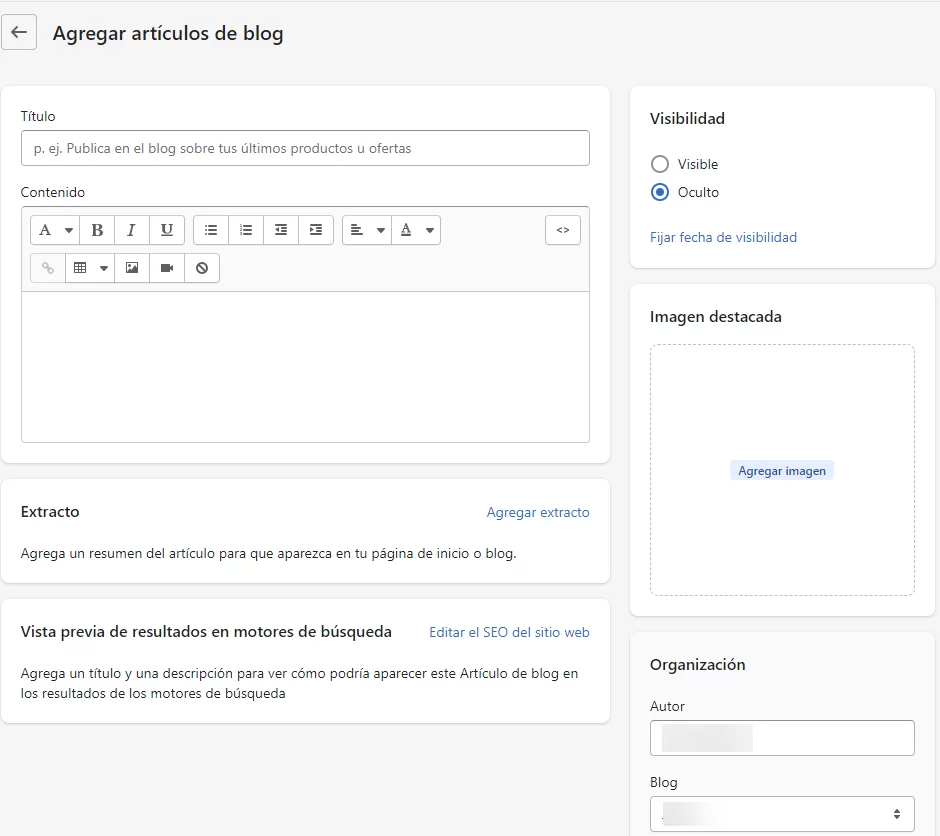 Shopify: blog